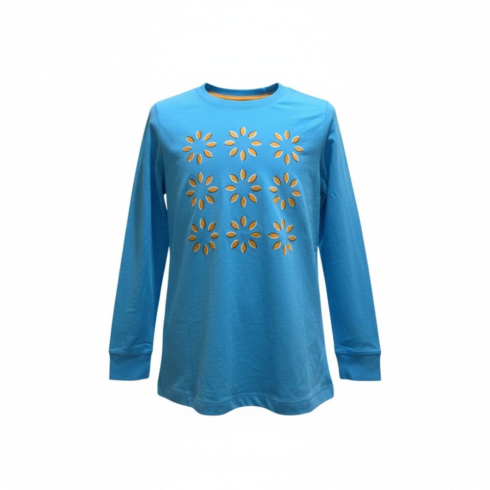 Nike Boys Small Blue Long Sleeve Graphic T-Shirt Orange Accent NWT